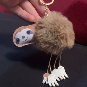 Fuzzy Sloth Keychain